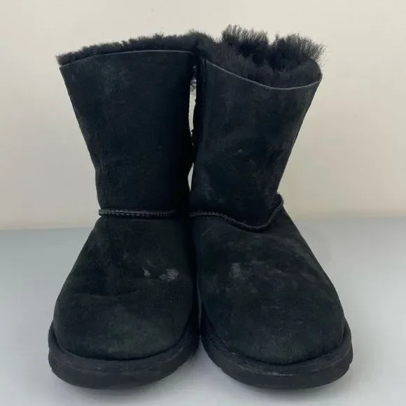 UGG Boots Bailey Bow Sheepskin Size 6 Black - Picture 3 of 12